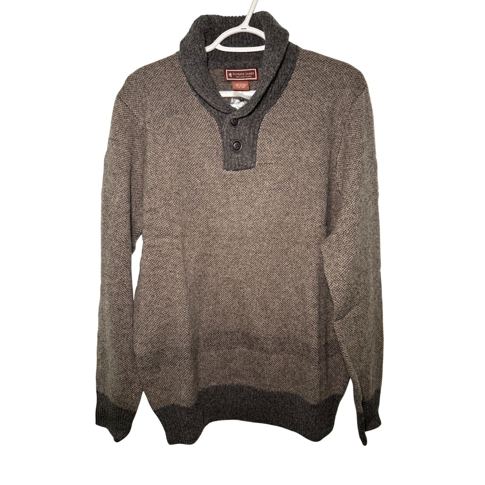 Patrick James Mens Shawl Collar Wool Sweater Large Preppy Classic Grunge‎ Career